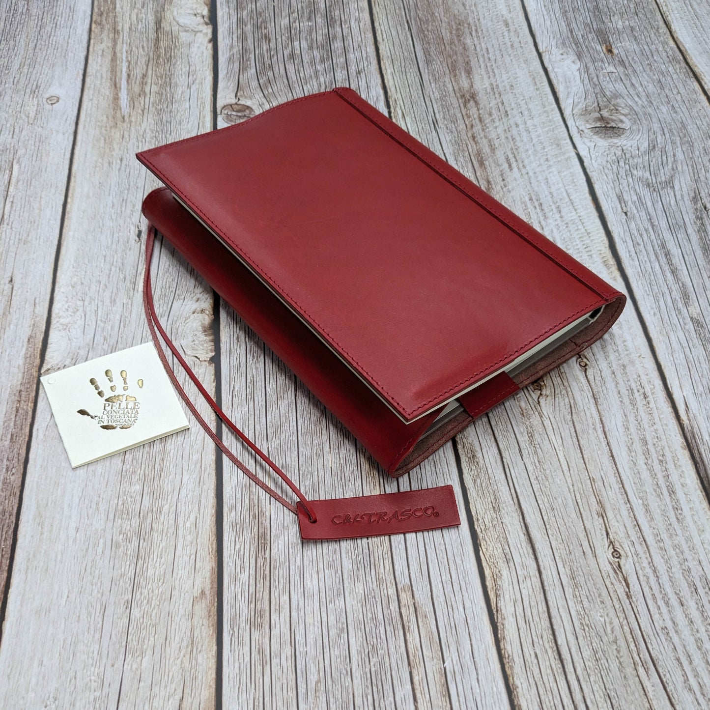 C<RASCO ≪Classico シリーズ≫ ブックカバー 四六判ハードカバーサイズ 本革 イタリアンレザー ブックマーク付き