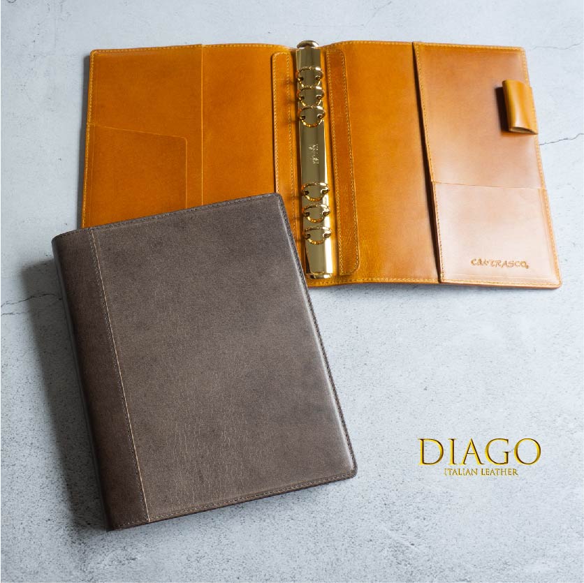 C&L TRASCO ≪Diago series≫ Leather "6 gold round rings binder" A5 size (inner diameter 20mm ring) Genuine leather (Italian leather)
