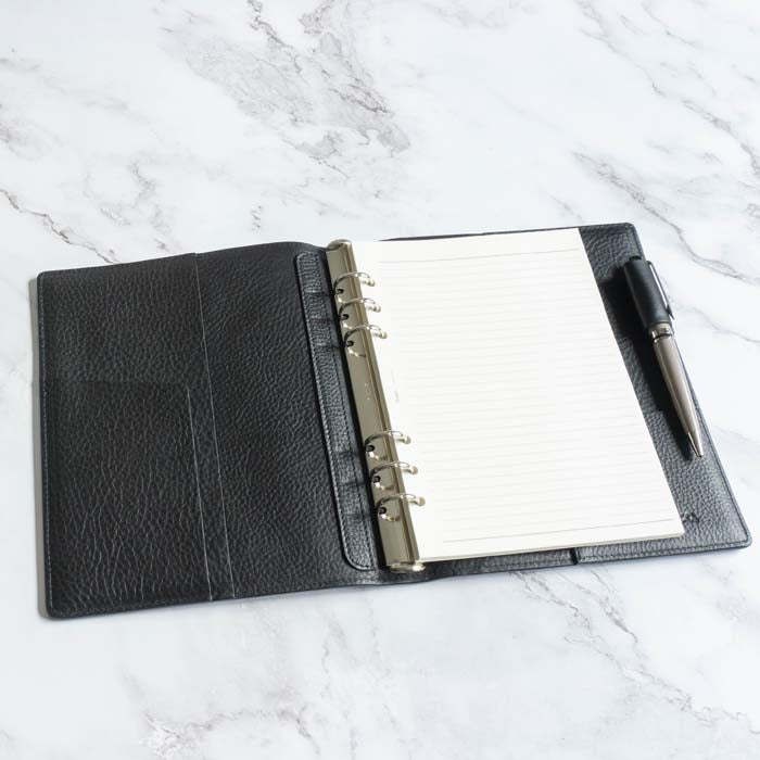 [Japanese Craftsman Made / Vintage] Leather "6 round rings binder" Planner A5 0.79inchs (20mm) ring Vegetable tanned Italian leather