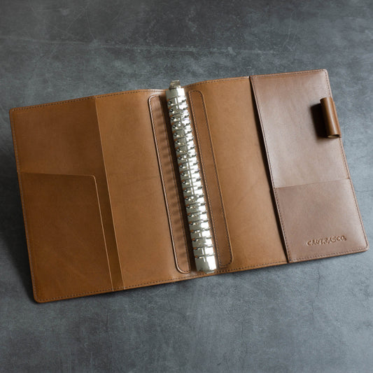 C&L TRASCO ≪Vintage Series≫ System Notebook Loose Leaf Binder A5 Size (Inner Diameter 20mm Ring/20 Holes) Genuine Leather (Tochigi Leather)