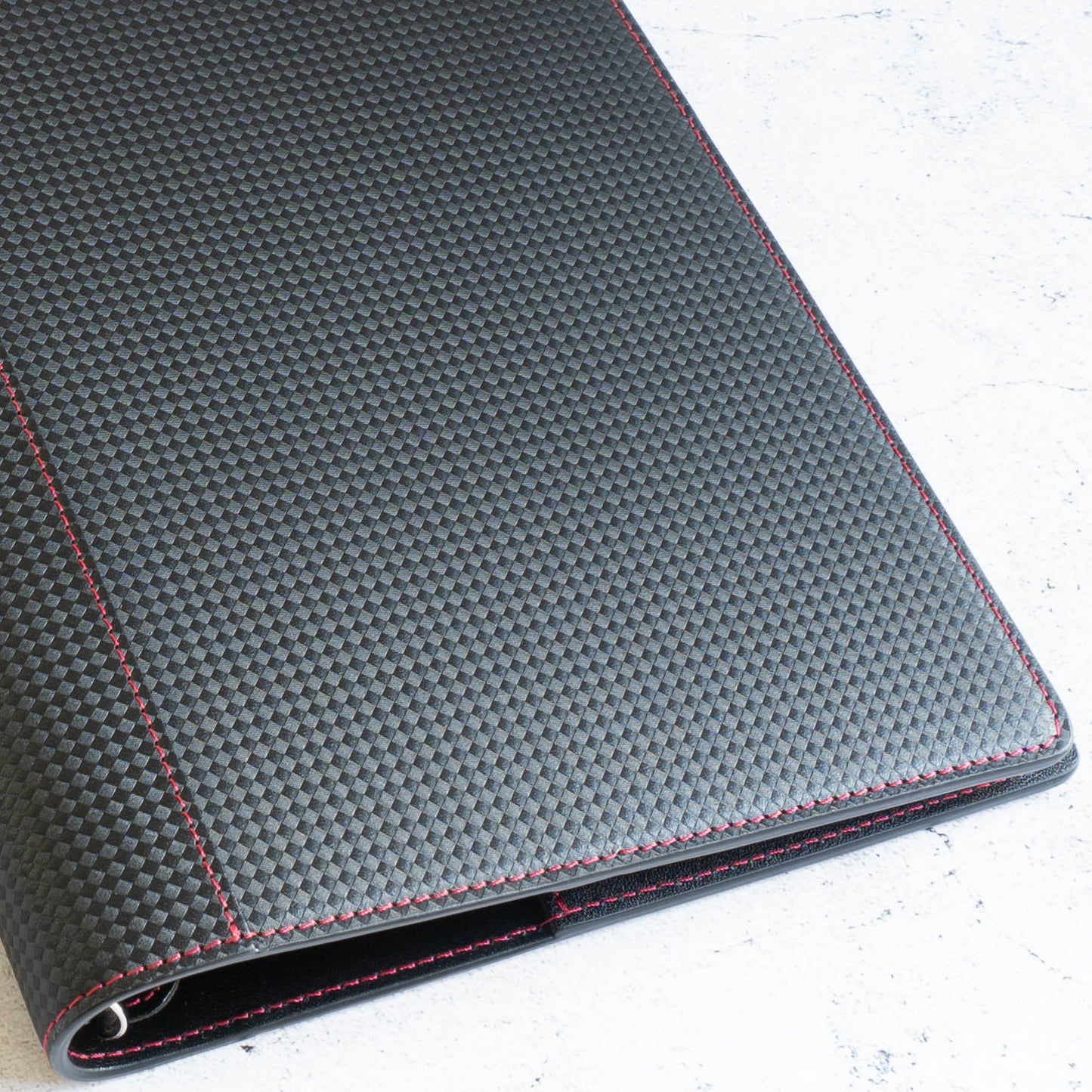 C&L TRASCO ≪CP Series≫ Personal Planner Binder Cover A5 Size 20mm 6 rings binder Genuine Leather (Carbon Pattern Leather x Tochigi Leather)