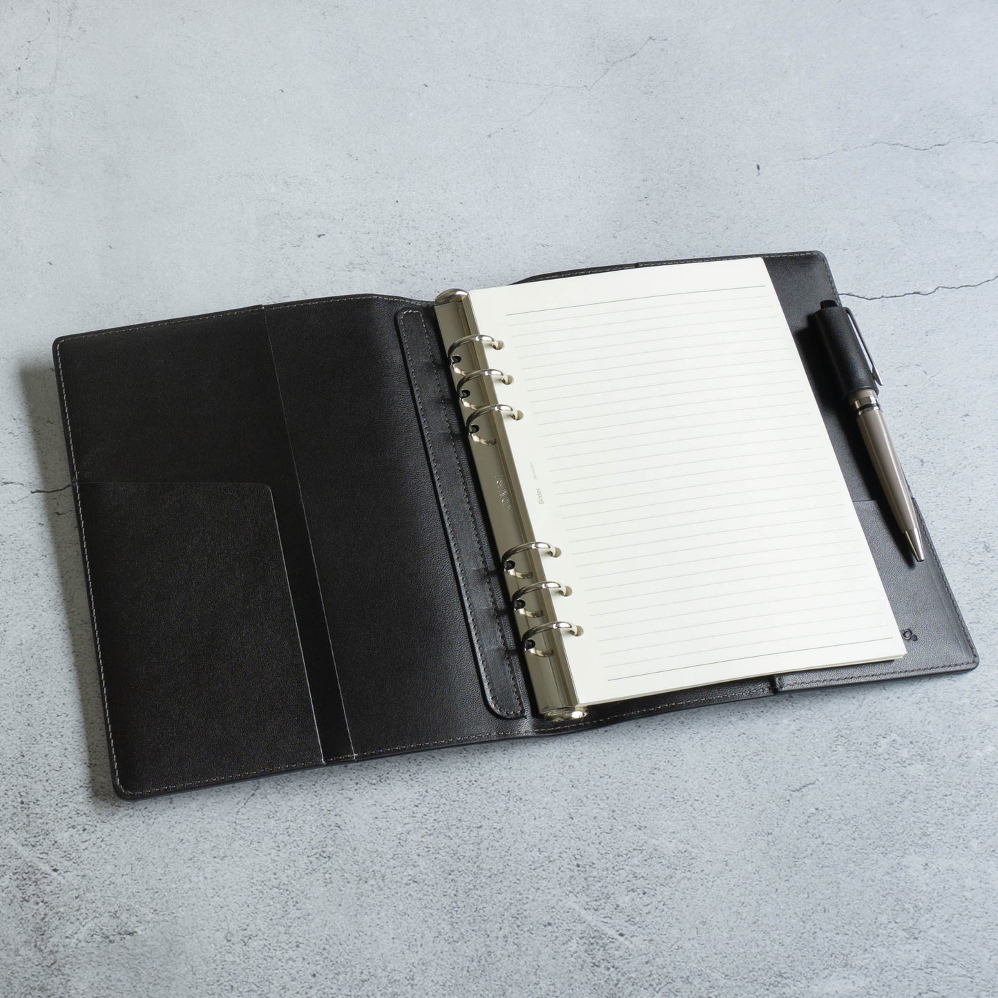 C&L TRASCO ≪CP Series≫ Personal Planner Binder Cover A5 Size 20mm 6 rings binder Genuine Leather (Carbon Pattern Leather x Tochigi Leather)