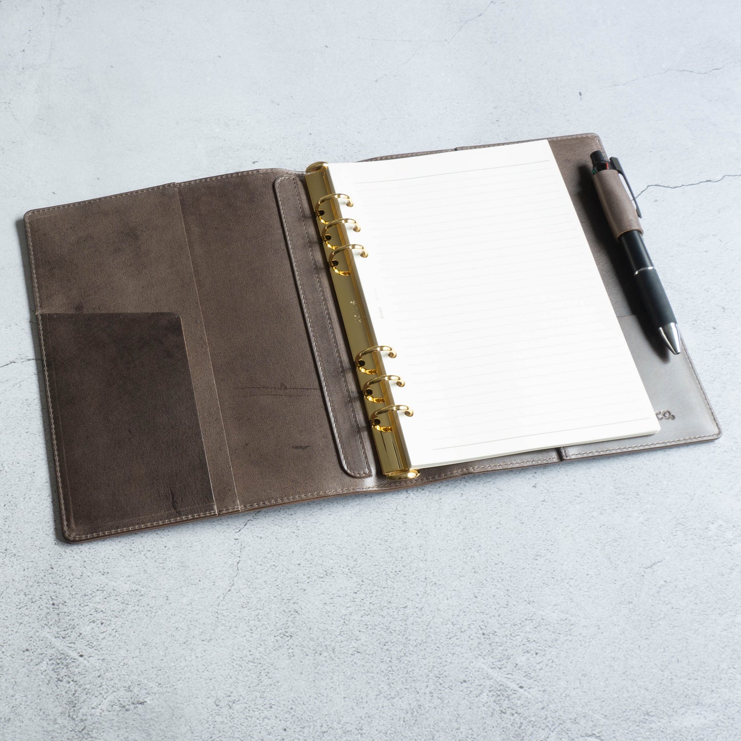 C&L TRASCO ≪Diago series≫ System notebook A5 size (inner diameter 20mm ring) Genuine leather (Italian leather)